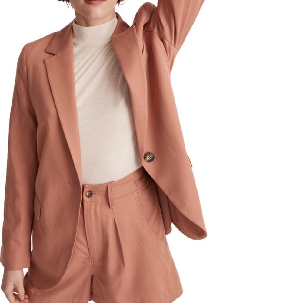Madewell Women The Larsen Blazer SZ XL Notched Lapel Single Button In Dried Rose